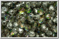 B�hm. Glasschliffperle, feuerpol., 4mm, crystal, trans., half vitrail silver, 50 Stk.