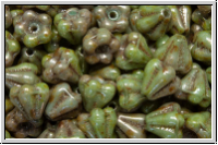 Bl�ten "Flower Cups", 5x7mm, white, op., green glaze, 25 Stk.