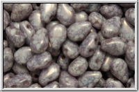 DropDuo-Beads, 5x7mm, white, op., lavender marbled, 50 Stk.