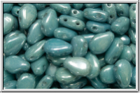 DropDuo-Beads, 5x7mm, white, op., blue/grey marbled, 50 Stk.