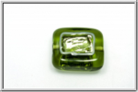 b�hm. Lampenperle, Silbereinzug, Rechteck mit Fenster, olivine, 1 Stk.