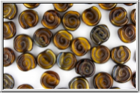 B�hm. Glasperle, Schnecke, 8x4mm, brown, opaque, marmoriert, 10 Stk.