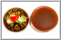 Cabochon "Rose", 25mm, brown, printed, Resin, 1 Stk.