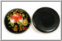 Cabochon "Rose", 25mm, black, printed, Resin, 1 Stk.