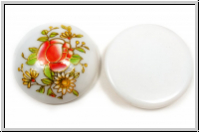 Cabochon "Rose", 25mm, white, printed, Resin, 1 Stk.