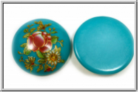 Cabochon "Rose", 25mm, turquoise, printed, Resin, 1 Stk.