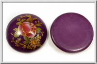 Cabochon "Rose", 25mm, lilac, printed, Resin, 1 Stk.