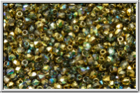 B�hm. Glasschliffperle, feuerpol., 2mm, crystal, trans., golden AB, 50 Stk.