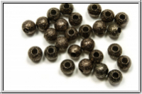 Spacer "Kugel, Stardust", 4mm, gunmetalfb., diamantiert, Messing, 10 Stk.