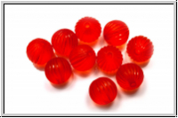 Acryl-Perle, rund, gerillt, 9mm, orange, matte, 10 Stk.