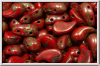 ZoliDuo�-Beads, 5x8mm, left, red, op., picasso, 25 Stk.
