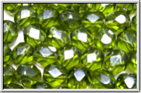 B�hm. Glasschliffperle, feuerpol., 6mm, olivine, med. dk., trans., luster, 25 Stk.