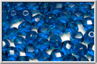 B�hm. Glasschliffperle, feuerpol., 6mm, blue zircon, trans., 25 Stk.