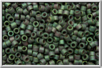 DB1063, MIYUKI Delica, 11/0, blue-green, met., gold luster, iris., matte, 5g