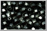 B�hm. Glasschliffperle, feuerpol., 6mm, black, op., 25 Stk.