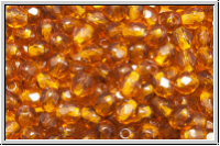 B�hm. Glasschliffperle, feuerpol., 4mm, topaz, trans., 50 Stk.