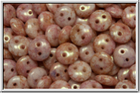 Linsen, 6x2,5mm, 2-Loch, white, op., rose gold marbled, 50 Stk.