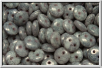 Linsen, 6x2,5mm, 2-Loch, white, op., lavender marbled, 50 Stk.
