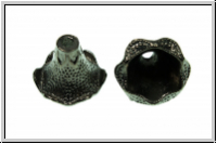 Perlenkappe (-cone) "Datura", 19x22mm, schwarz oxidiert, Tibetsilber, 1 Stk.