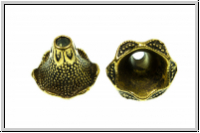 Perlenkappe (-cone) "Datura", 19x22mm, antikgoldfb., Tibetsilber, 1 Stk.