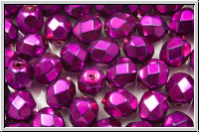 B�hm. Glasschliffperle, feuerpol., 6mm, black, op., heavy metal magenta, 25 Stk.