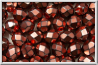 B�hm. Glasschliffperle, feuerpol., 6mm, black, op., heavy metal salmon, 25 Stk.