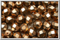 B�hm. Glasschliffperle, feuerpol., 6mm, black, op., heavy metal beige, 25 Stk.