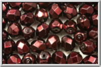 B�hm. Glasschliffperle, feuerpol., 6mm, black, op., heavy metal burgundy, 25 Stk.