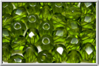 B�hm. Glasschliffperle, feuerpol., 6mm, olivine, med. dk., trans., 25 Stk.