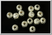 Silberperle "Kugel, diamantiert", 4mm, silberfb., 925er Silber, 1 Stk.