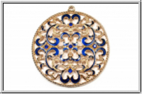 Filigree "emalliert, blau",54x3mm, goldfb., Metall, 1 Stk.