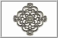 Filigree "Herzquadrat", 32x32x2mm, antiksilberfb., Metall, 1 Stk.