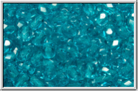 B�hm. Glasschliffperle, PRECIOSA, feuerpol., 4mm, blue zirkon, trans., 50 Stk.