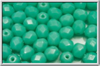 B�hm. Glasschliffperle, feuerpol., 6mm, green turquoise, op., 25 Stk.