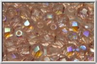 B�hm. Glasschliffperle, feuerpol., 6mm, rosaline, trans., AB, 25 Stk.