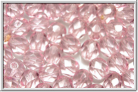 B�hm. Glasschliffperle, feuerpol., 6mm, rosaline, trans., 25 Stk.