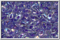 LMA-2145, MIYUKI Long Magatamas, 4x7mm, crystal, trans., lilac-ld., AB, 80 Stk.