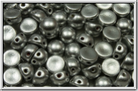 2-Loch-Cabochon, 6mm, silver, met., satin, 20 Stk.