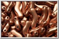3-Loch-Bridge-Beads, 12x3mm, copper, med., met., satin, 50 Stk.
