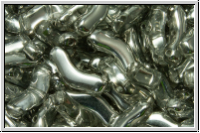 3-Loch-Bridge-Beads, 12x3mm, crystal, trans., half silver, 50 Stk.