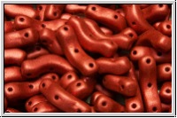 3-Loch-Bridge-Beads, 12x3mm, red, lava, met., satin, 50 Stk.