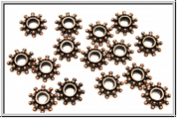 Spacer "Schneeflocke", 3x8mm, antikkupferfb., Tibetsilber, 10 Stk.
