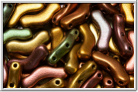 3-Loch-Bridge-Beads, 12x3mm, purple/gold-MIX, met., satin, 50 Stk.
