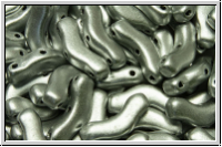 3-Loch-Bridge-Beads, 12x3mm, silver, met., satin, 50 Stk.