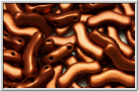3-Loch-Bridge-Beads, 12x3mm, copper, dk., met., satin, 50 Stk.