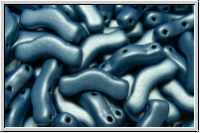 3-Loch-Bridge-Beads, 12x3mm, blue/grey, met., suede, 50 Stk.