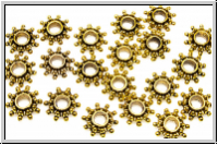 Spacer "Schneeflocke", 3x8mm, antikgoldfb., Tibetsilber, 10 Stk.