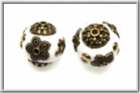 Indonesische Perle, 14mm, wei�/antikmessingfb., 1 Stk.