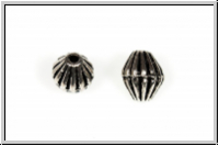 Spacer "Bicone, gerillt", 6x5mm, antiksilberfb., Tibetsilber, 5 Stk.