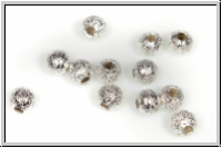 Spacer "Kugel, Stardust", 4mm, silberfb., diamantiert, Messing, 10 Stk.